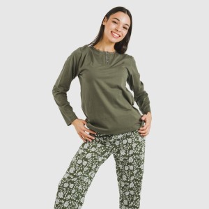 Pijama largo algodón Mozarabe verde 2