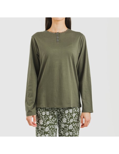 Pijama largo algodón Mozarabe verde