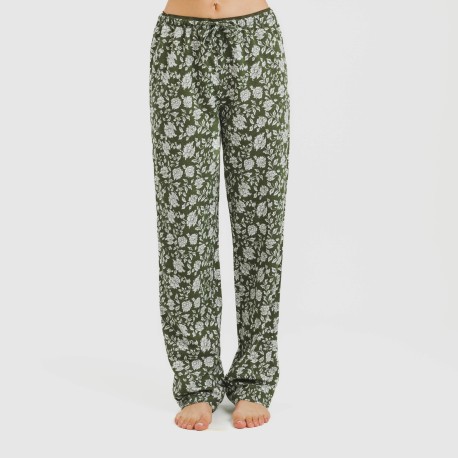 Pijama largo algodón Mozarabe verde