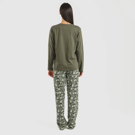 Pijama largo algodón Mozarabe verde