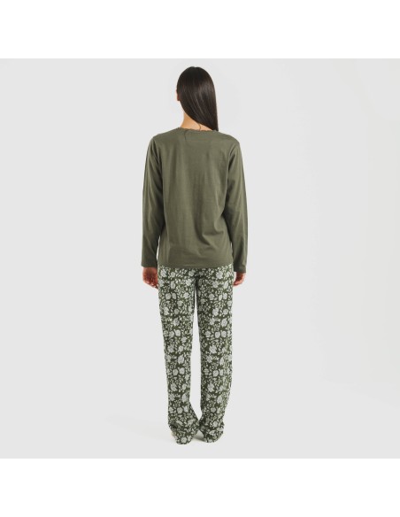 Pijama largo algodón Mozarabe verde