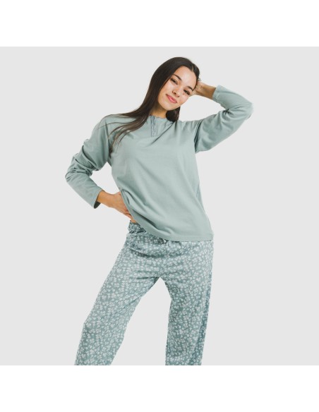 Pijama largo algodón Oniris indigo