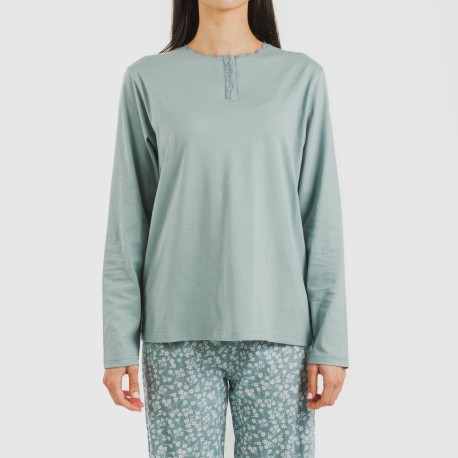 Pijama largo algodón Oniris indigo