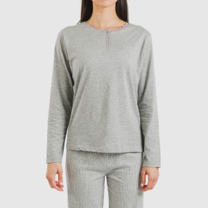 Pijama largo algodón Raya Chuck gris mezcliyado 2