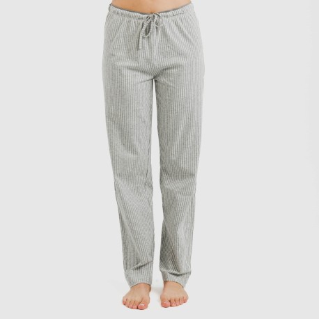 Pijama largo algodón Raya Chuck gris mezcliyado