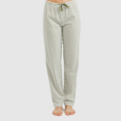 Pijama largo algodón Raya Mozarabe verde