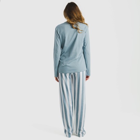 Pijama largo algodón Raya Elvis indigo