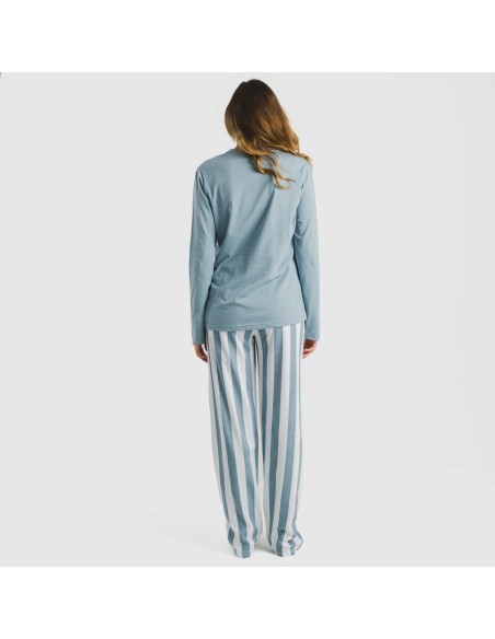 Pijama largo algodón Raya Elvis indigo