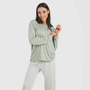 Pijama largo mujer soft Remo verde