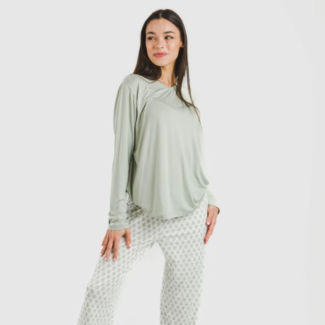 Pijama largo mujer soft Remo verde