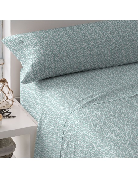 Juego de sábanas algodón Maddy verde tiffany