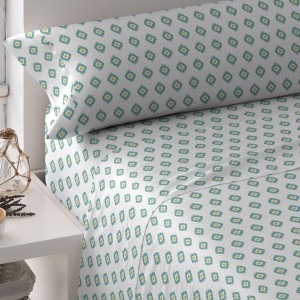 Juego de sábanas algodón Joy agua marina