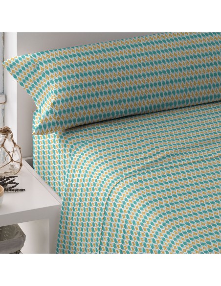 Juego de sábanas algodón Denalia agua marina