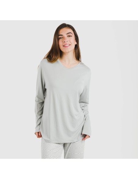 Pijama largo mujer soft Maximo gris