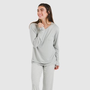 Pijama largo mujer soft Maximo gris 2