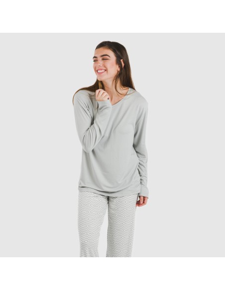 Pijama largo mujer soft Maximo gris
