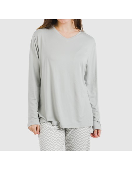 Pijama largo mujer soft Maximo gris