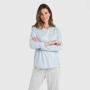 Pijama largo mujer soft Raya Bill celeste