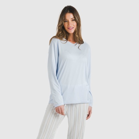 Pijama largo mujer soft Raya Bill celeste