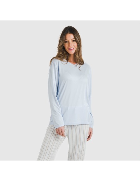 Pijama largo mujer soft Raya Bill celeste