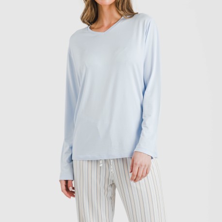 Pijama largo mujer soft Raya Bill celeste