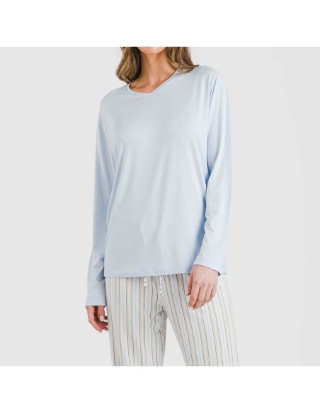 Pijama largo mujer soft Raya Bill celeste