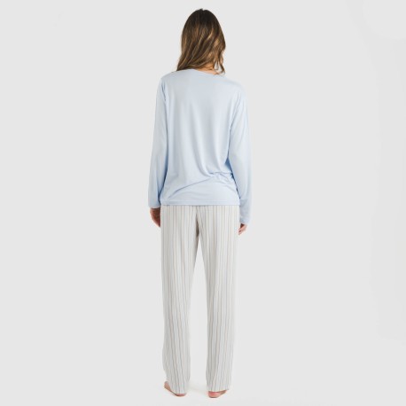 Pijama largo mujer soft Raya Bill celeste