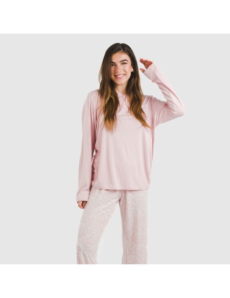 Pijama largo mujer soft Maty rosa