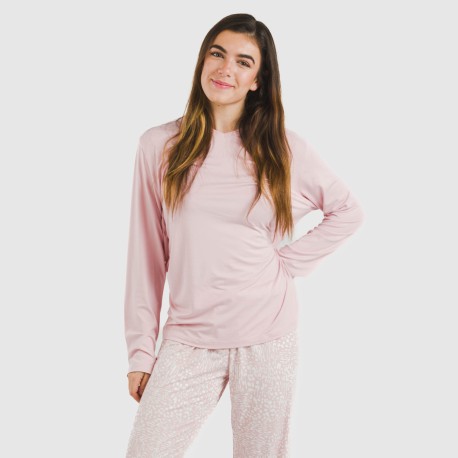 Pijama largo mujer soft Maty rosa