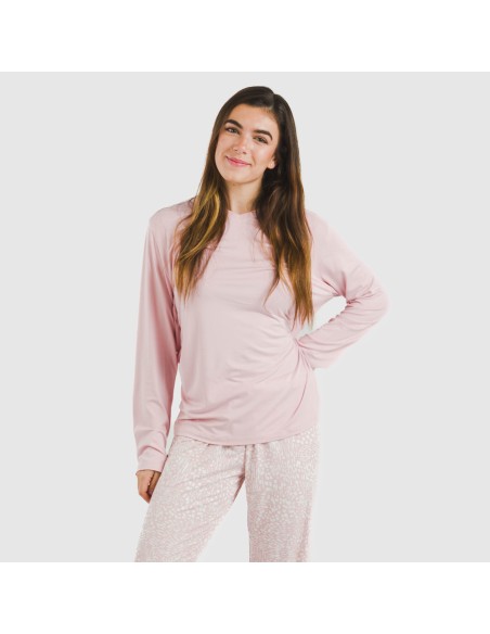 Pijama largo mujer soft Maty rosa