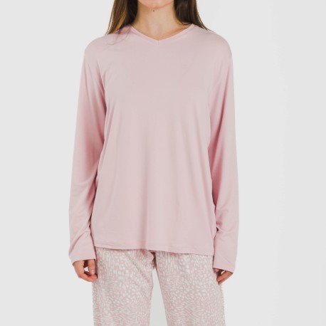 Pijama largo mujer soft Maty rosa