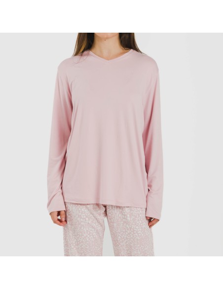 Pijama largo mujer soft Maty rosa