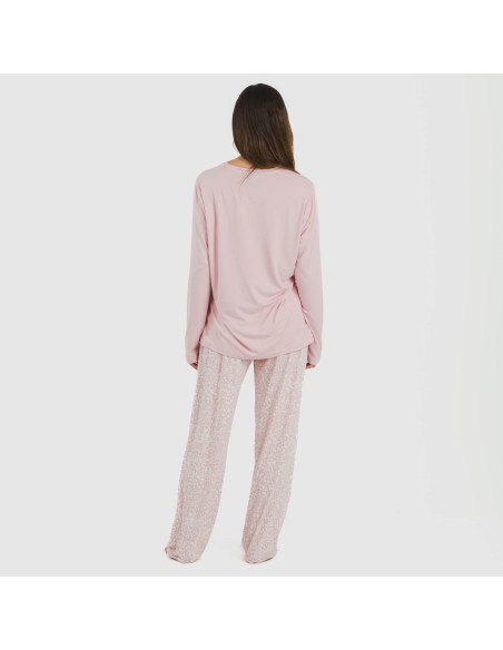 Pijama largo mujer soft Maty rosa