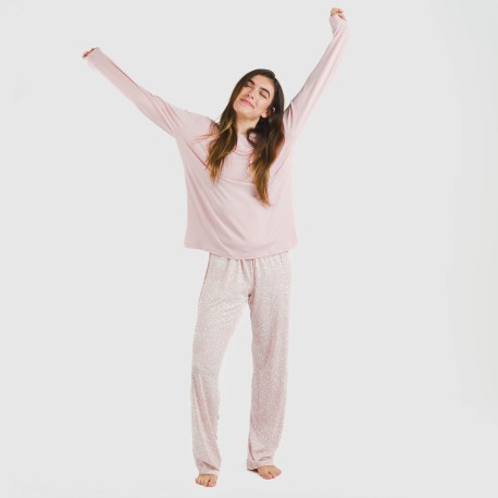 Pijama largo mujer soft Maty rosa