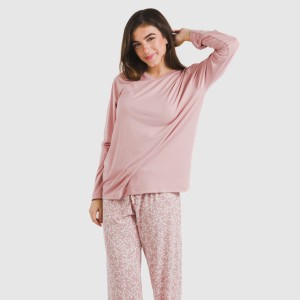 Pijama largo mujer soft Lauri rosa