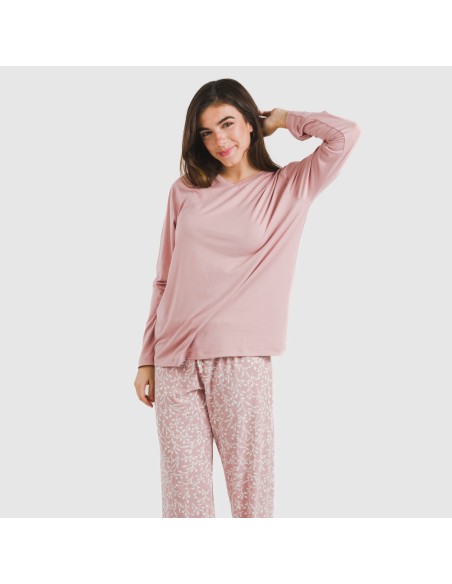 Pijama largo mujer soft Lauri rosa