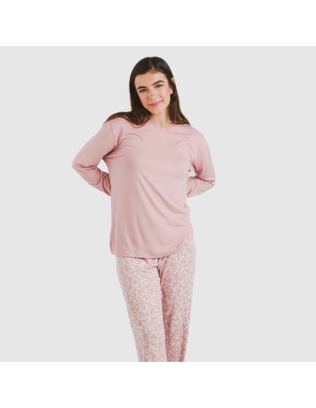 Pijama largo mujer soft Lauri rosa