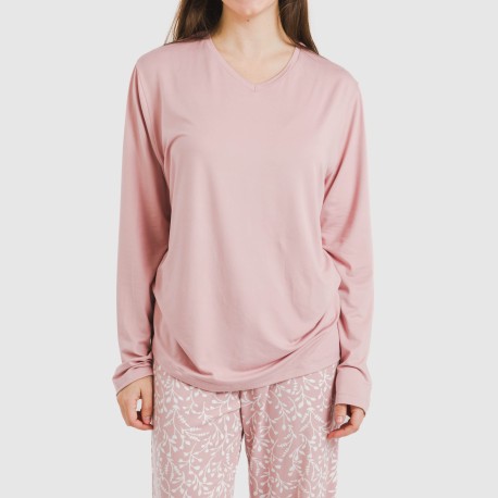 Pijama largo mujer soft Lauri rosa