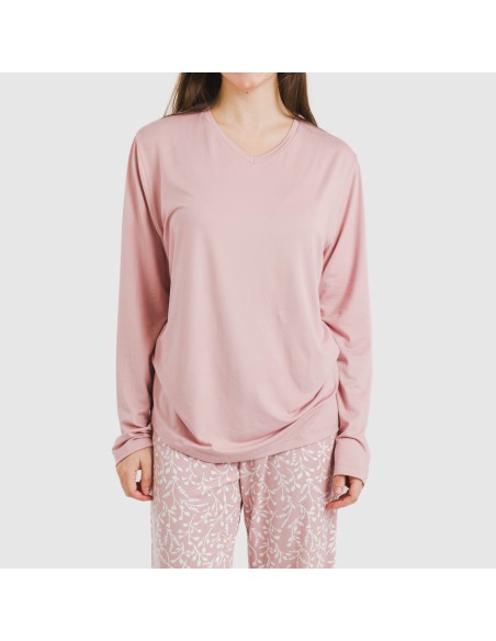 Pijama largo mujer soft Lauri rosa