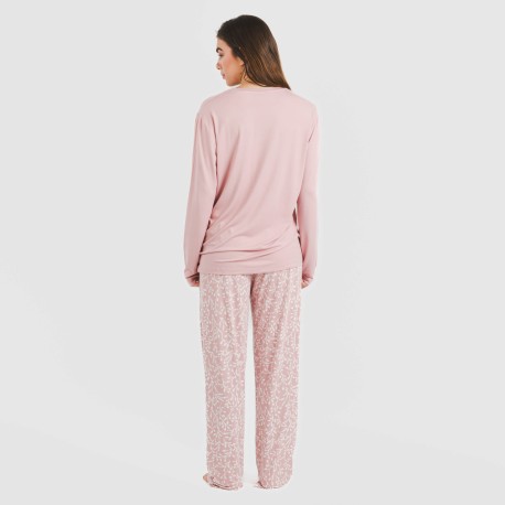 Pijama largo mujer soft Lauri rosa