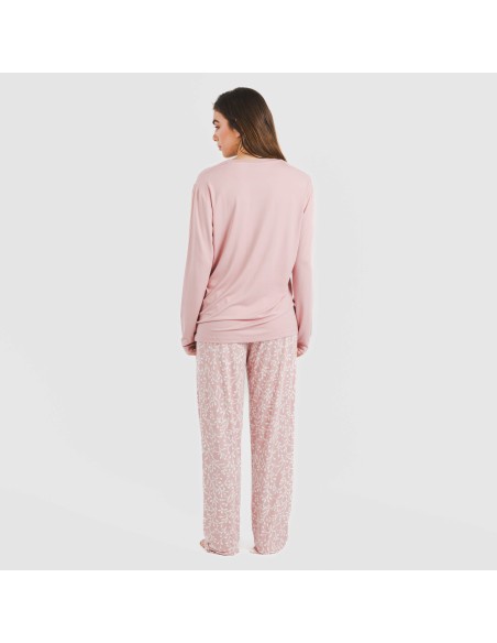 Pijama largo mujer soft Lauri rosa