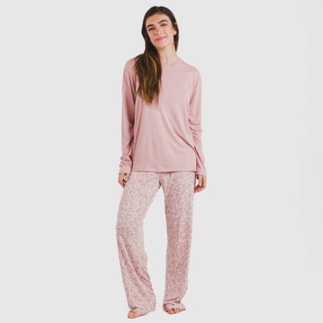 Pijama largo mujer soft Lauri rosa