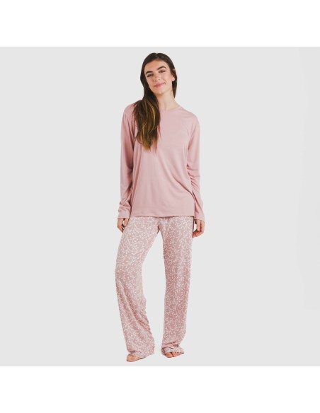 Pijama largo mujer soft Lauri rosa