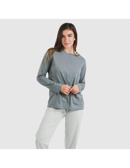 Pijama largo algodón Xenia vede azulado