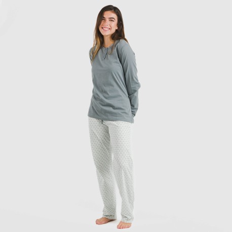 Pijama largo algodón Xenia vede azulado