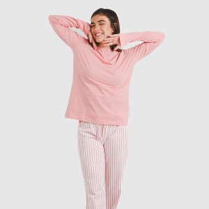 Pijama largo algodón Raya Kodac marsala