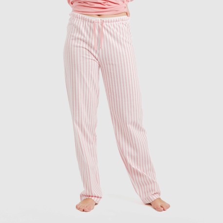 Pijama largo algodón Raya Kodac marsala