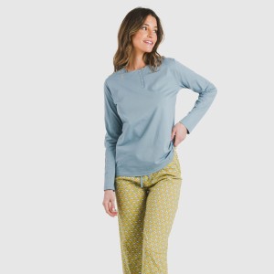 Pijama largo algodón Sisena agua marina