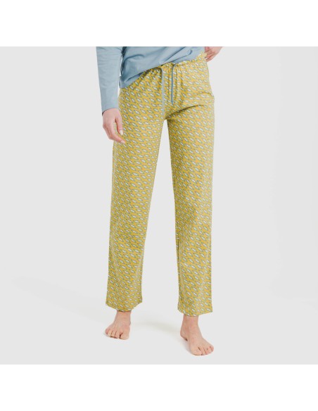 Pijama largo algodón Sisena agua marina