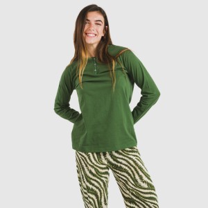 Pijama largo algodón Print verde caceria